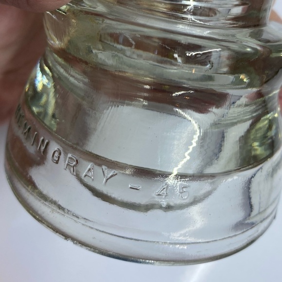 2 GLASS INSULATORS~FROM UTILITY POLE~HEMINGRAY #45 W/FLAT BOTTOM~G23 - Picture 9 of 13